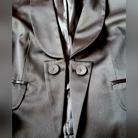 Chapter One 'Tuxedo' Black Satin Lined Blazer Suit Jacket Ladies Size 10 - Picture 6 of 10